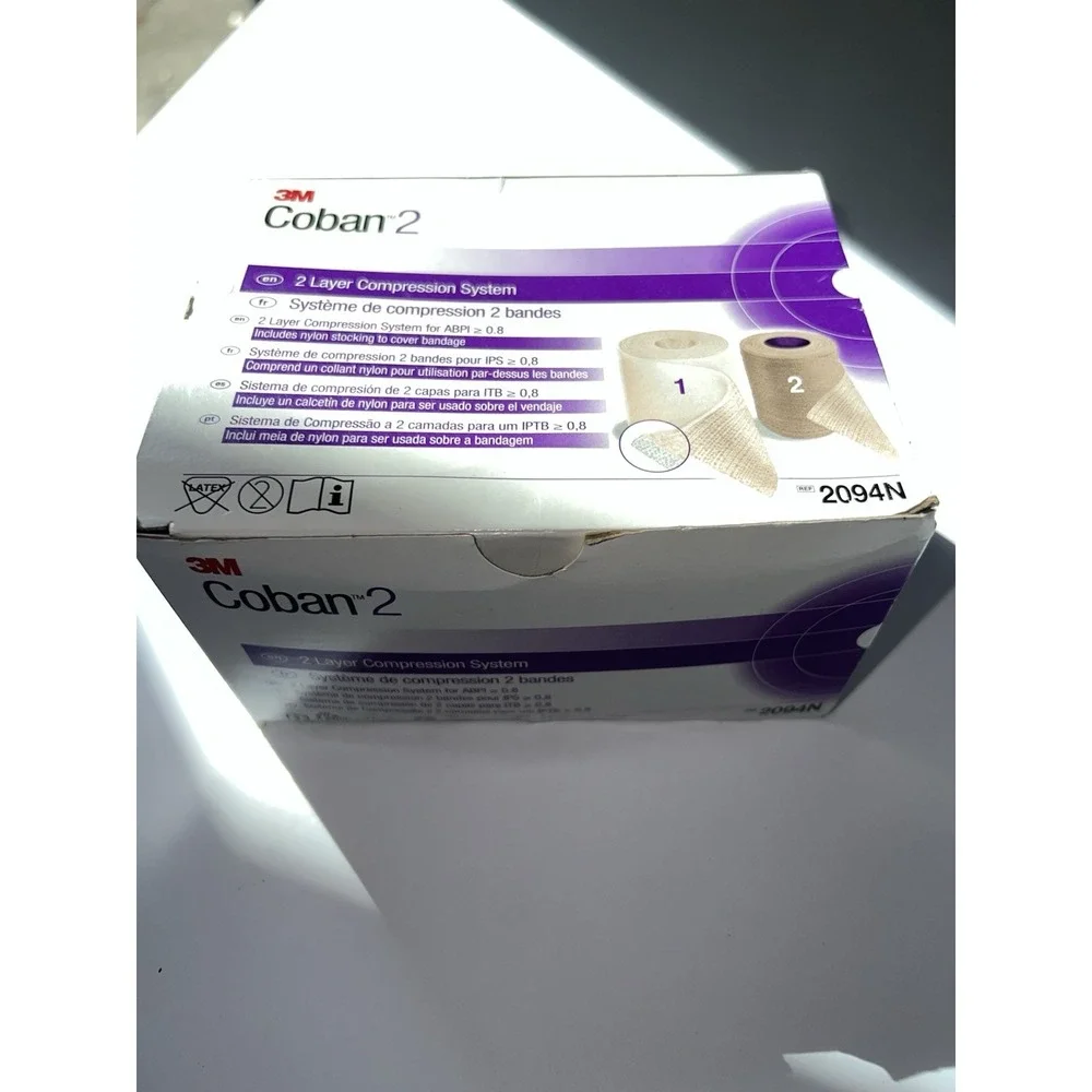 3M Coban 2, 2 Layer Compression Bandage System # 2094N w Nylon Stocking To Cover